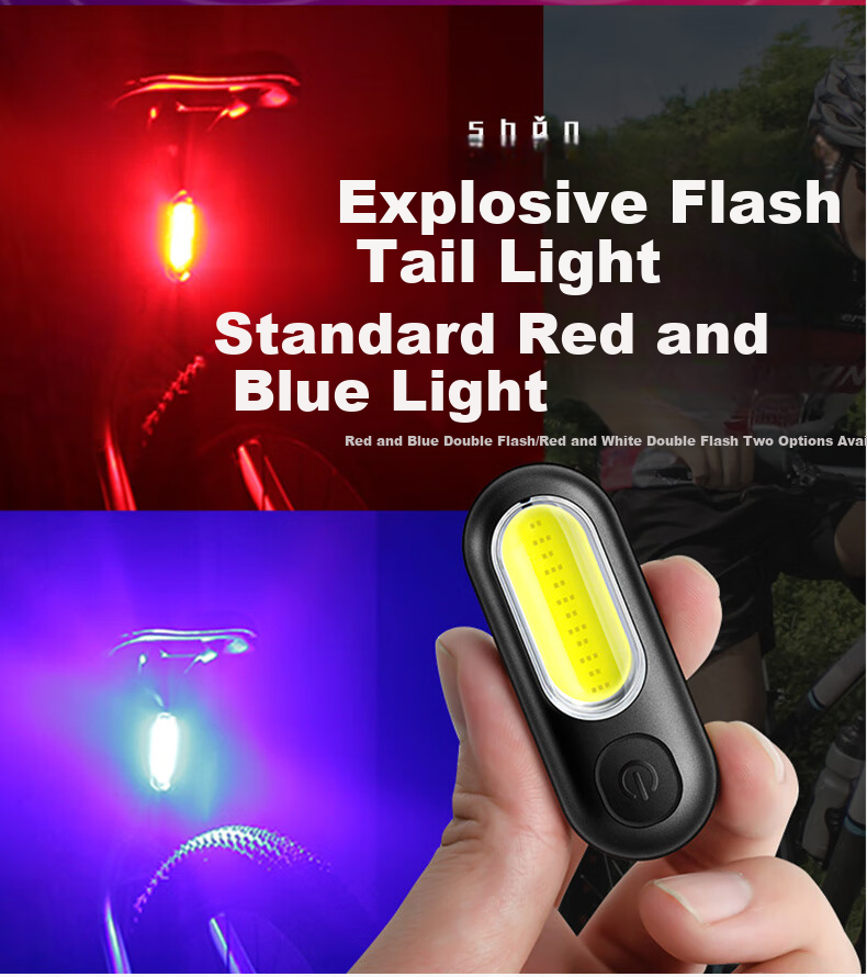 Adandyish Bicycle USB Rechargeable Tail Light, Night Rear Warning Light, Mountain Bike High-Brightness Strobe Light, Random Style 22