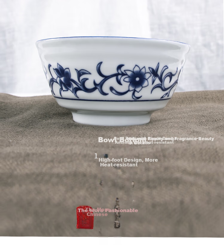 Huaqingge Household Bowl And Plate Tableware, Tang-Style Blue And White Porcelain, 6-Inch Noodle Bowls, Set of 2, Heat-Resistant, Anti-Scalding, Microwave And Dishwasher Safe 7