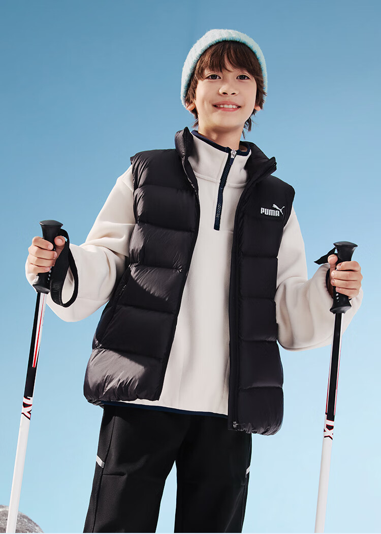 PUMA New Kids Winter Down Vest Lightweight Warm Stylish Off-White 10301 Size 130 22