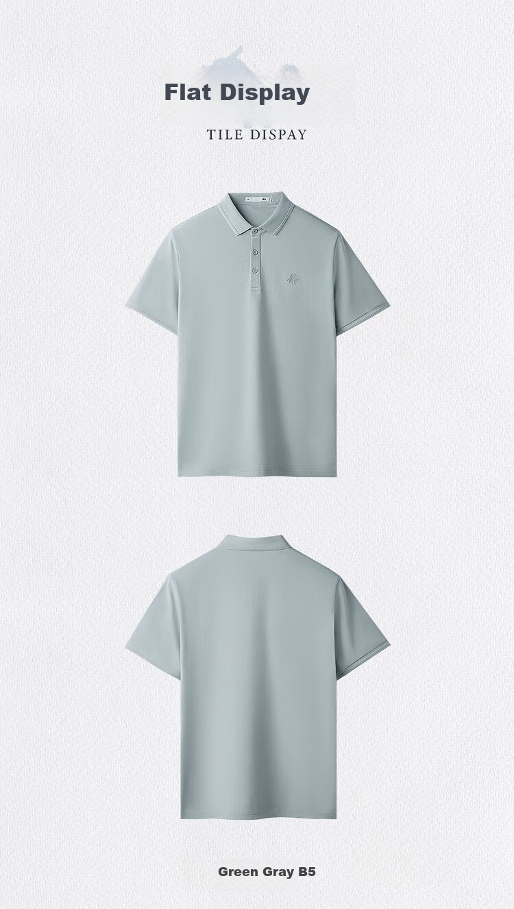 HLA Short-Sleeve Polo Shirt for Men, Large Size, Fashionable Dragon Design, Summer Wear for Me 10