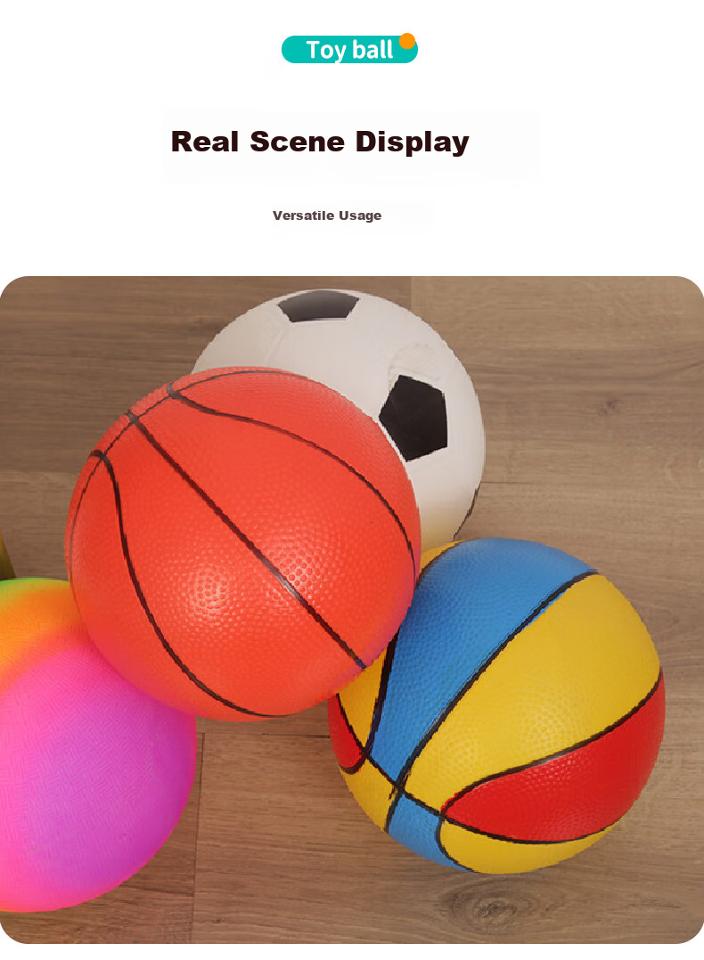 Babamama Ball for Children Aged 1-3, Toy Ball, Small Basketball, Soccer Ball, Baby Soft Ball, Infant Inflatable Bouncy Ball, Pat Ball 9