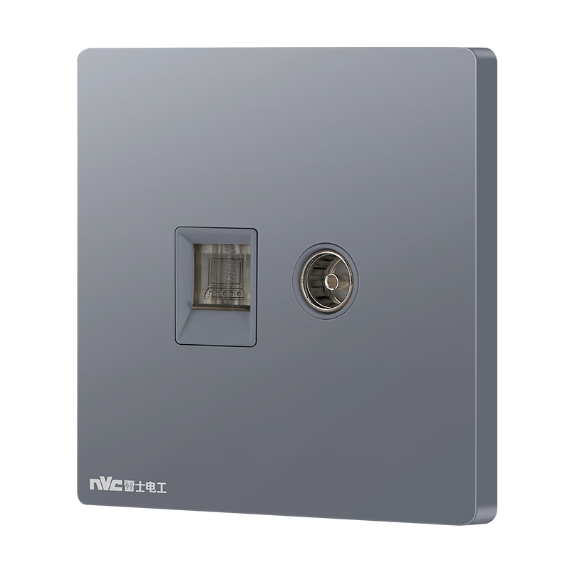 NVCleishidiangong Switch Socket, No-Spray Matte Large Panel, Category Six Computer And TV Socket Wall Panel N25 Berlin Gray