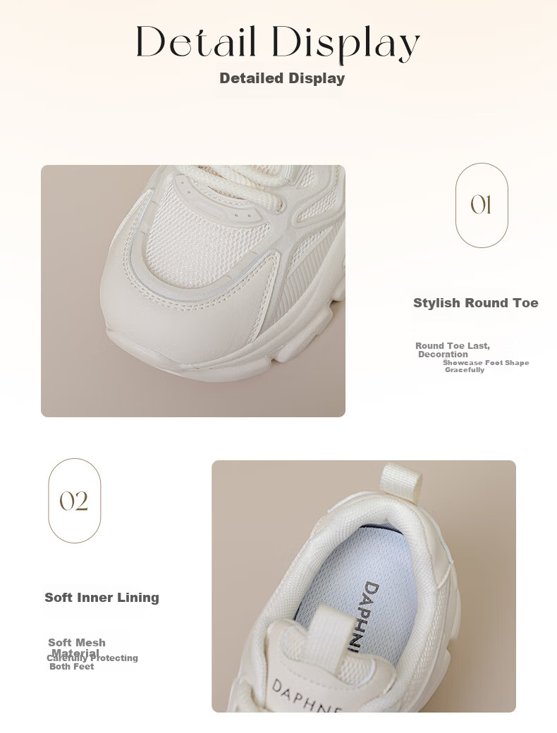Daphne Dad Shoes for Women, 2026 New Autumn Style, Thick-Soled, Height-Increasing for Petite Women, Casual Shoes, White Sneakers, Versatile Sports Shoes 5