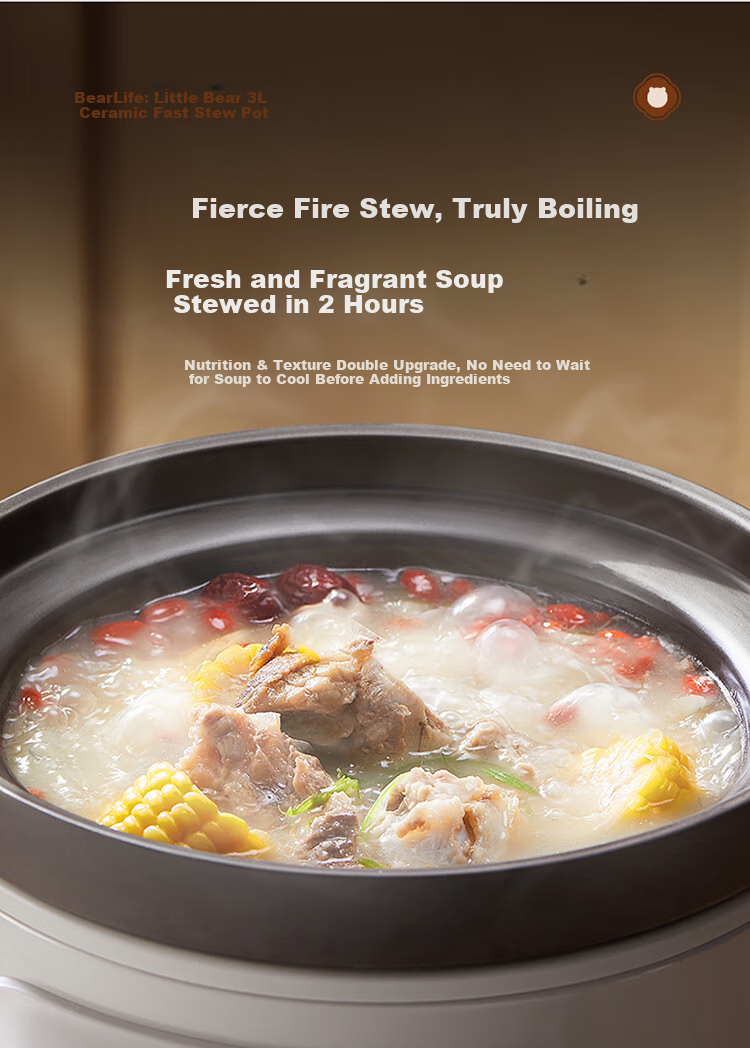 Bear Electric Slow Cooker Soup Pot Baby Food Cooker Porridge Pot Health Small 1-2 Person 1.5L DDG-H15Z6 4