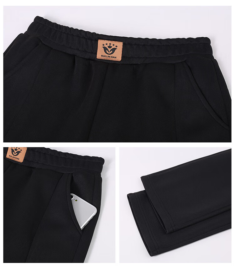 Woodpecker Women's Versatile Straight Loose Slimming Long Pants Spring Autumn New High Waist Sports Casual Pants Black 2XL 24