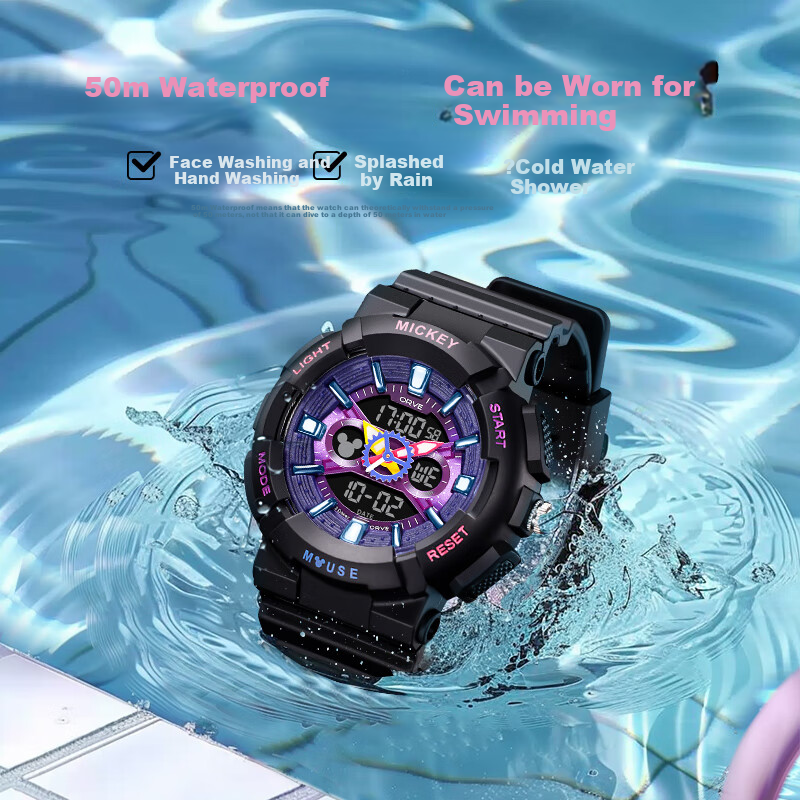 Disney Sports Watch for Women, Students, Children, Trendy Design, Elementary And Middle School Girls, Waterproof Digital Watch, Back-To Gift 3