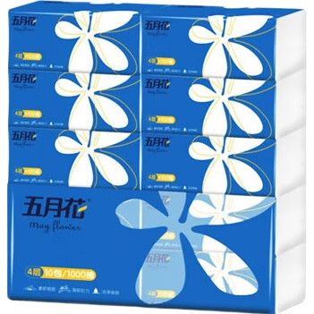 Бумажные платочки May Flower, 4-слойные, 100 шт. в упаковке, 10 упаковок в наборе, мягкие и нежные для кожи, утолщенные и прочные