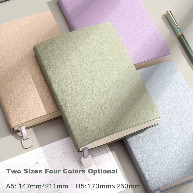 Sijinianhua A5 Notebook, Thickened, Soft Cover, Business Style, Simple And Minimalist, Instagram-Inspired, Student Meeting Record Book, Wholesale, Postgraduate Exam Diary, Extra Thick Leather Cover, A5·Misty Brown·1 Book 4