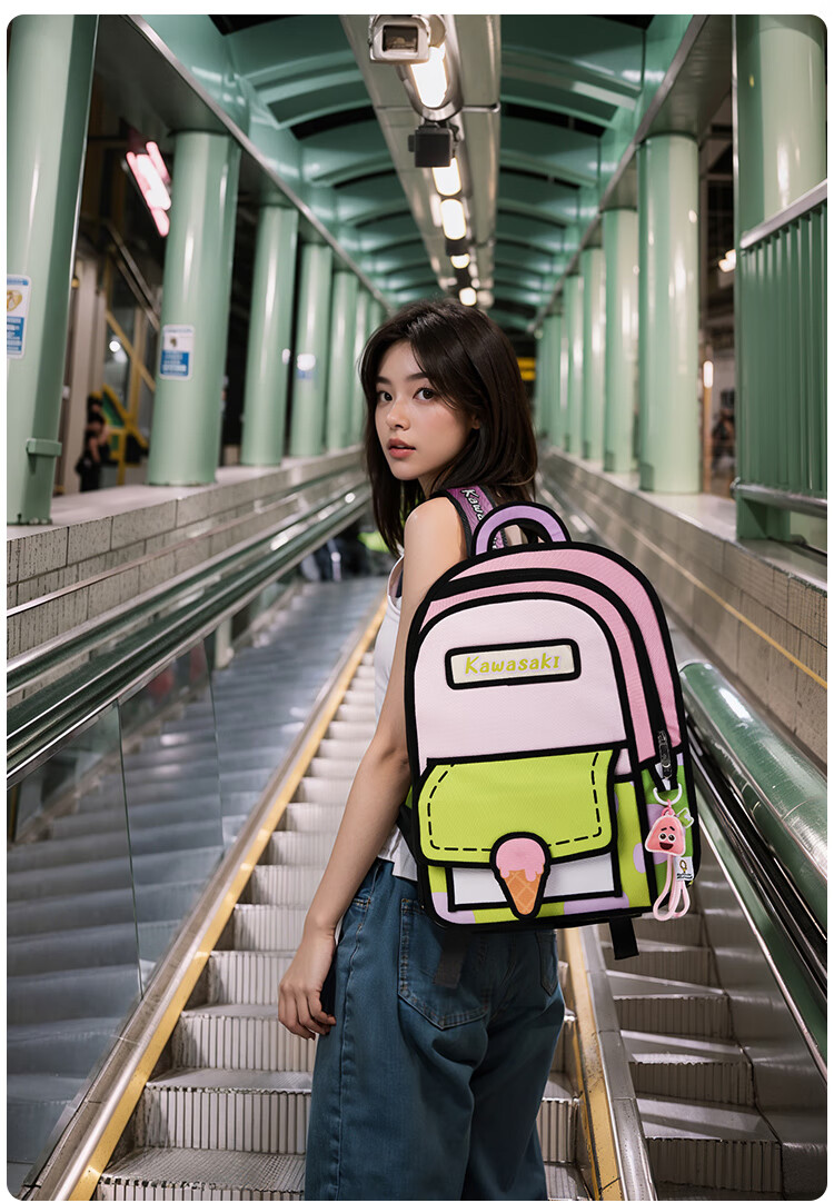 Chuanqi SpongeBob Collaboration Badminton Bag Backpack, Anime Style, Panda Pink, C8250 4