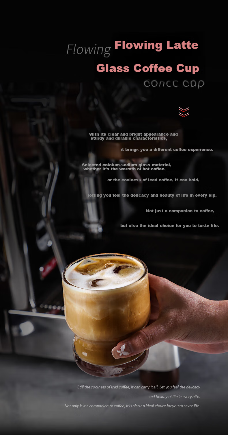 Bincoo Black Knight Glass Cup for Latte, Iced Americano, Milk, Special Cocktail, Coffee, Heat-Resistant Mug with Latte Art 4