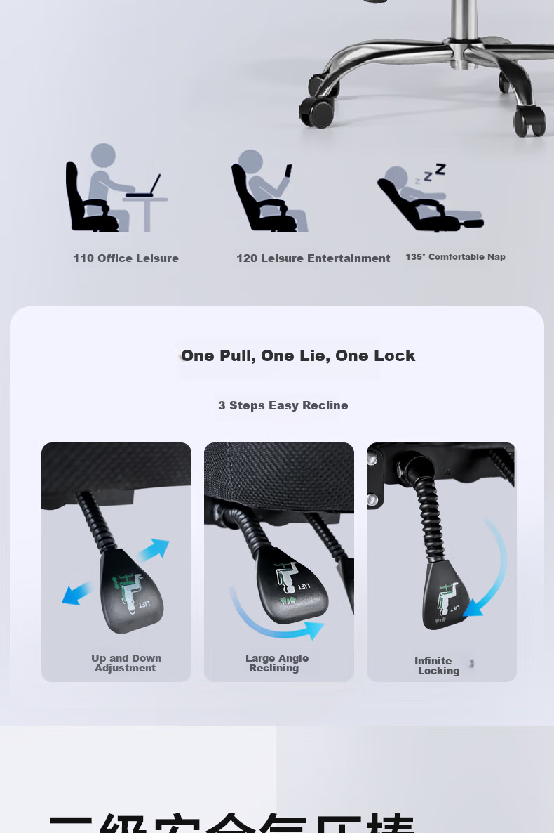 Deli KF221-J Ergonomic Chair, Height Adjustable Armrest Office Computer Chair, Alloy Feet with Footrest, Premium Versio 16