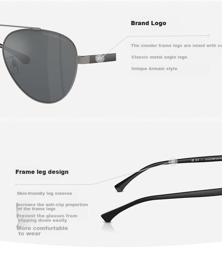 EMPORIO ARMANI Sunglasses for Men And Women, Fashionable And Stylish Business Casual Commuter Glasses 0EA2046D30036G62 3