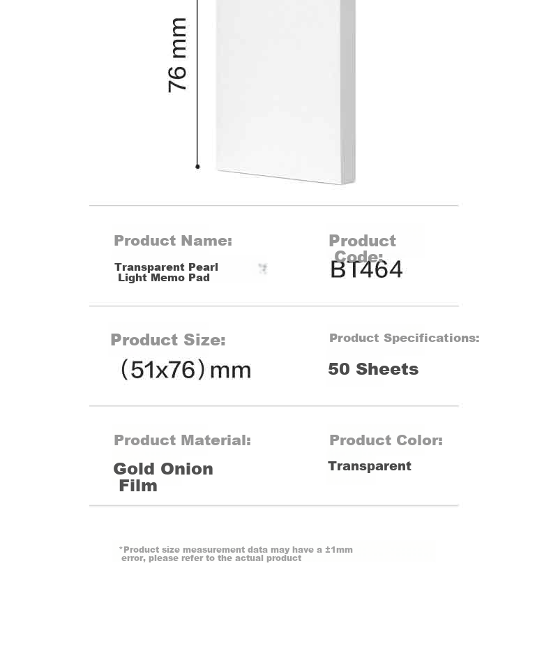 Deli 50 Sheets Transparent Sticky Notes, 76*101mm Memo Pad, Reusable Sticky Notes, Office Supplies, BT466 10