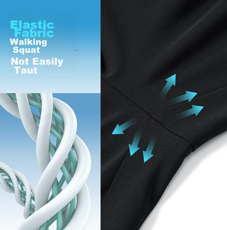 TECTOP Casual Pants, Men's Outdoor Solid Color Elastic Mesh Breathable Tapered Running Sports Pants 157, Men's Black S 5