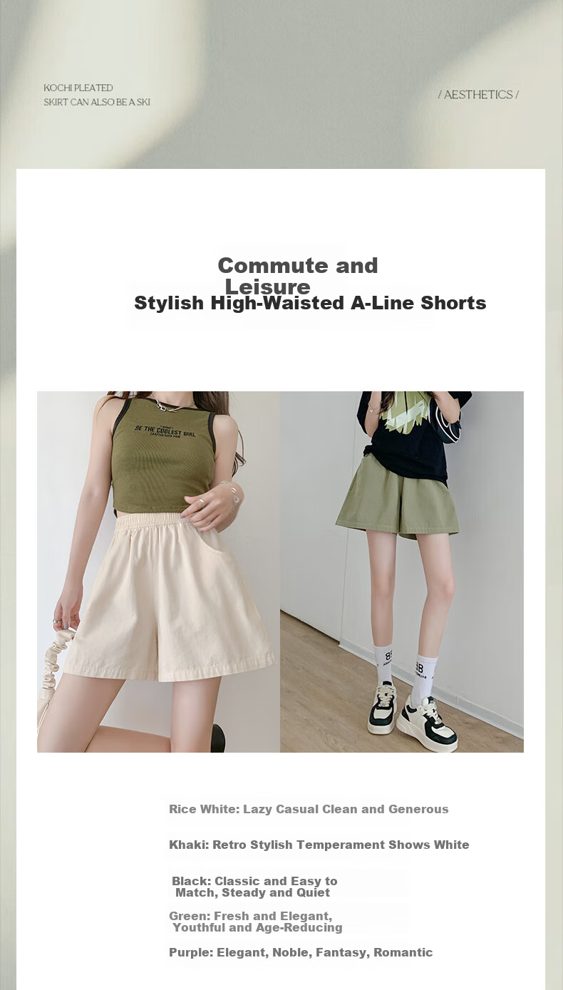 BOPRUIEY Women's Pure Cotton Shorts, Summer High-Waist Casual Wide-Leg Mid-Length Shorts, Cargo Sports Three-Quarter Shorts 2