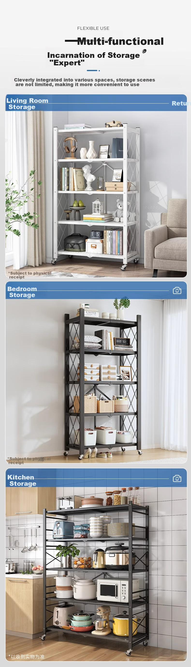 Shanshanmuyi Floor-Standing Bookshelf, Home Storage Rack without Installation, Student Steel Storage Shelf 6