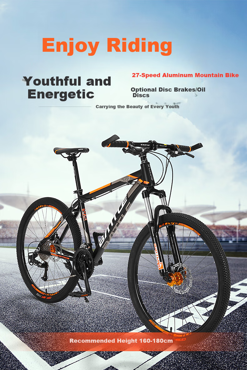 BATTLE Mountain Bike, 26-Inch Aluminum Alloy Frame, 27-Speed, Oil Disc Brakes, Unisex Adult City Bicycle, Color-Changing Silver 2