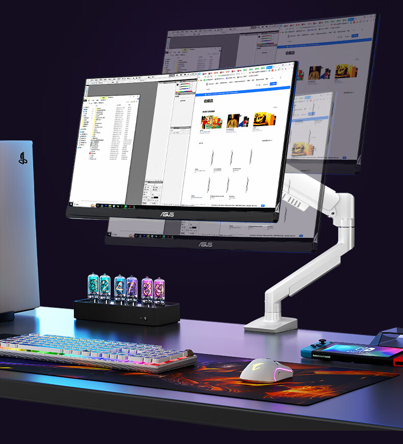 YouShi Monitor Stand War God 01BW Mechanical Arm Monitor Mount Computer Stand Monitor Arm for 17-32 Inch Displays 10KG Load Capacity CX01-01BW White 15