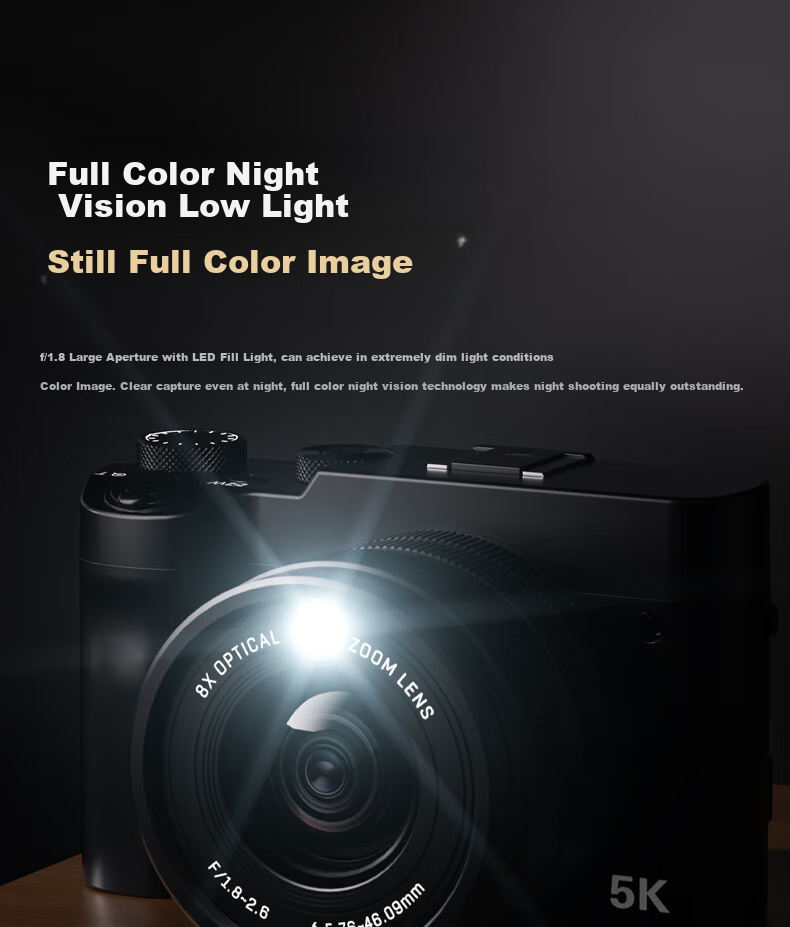 SONGDIAN Digital Camera with Dual Front And Rear Sensors, 8X Optical Zoom, F/1.8 Large Aperture, High-Definition Mirrorless Vlog Camera, DC209x Official Standard Configuration, 256GB Memory, White 15