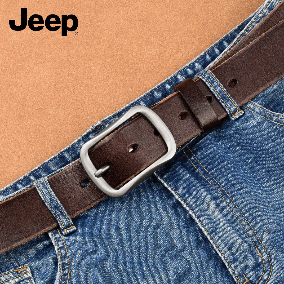 Мужской ремень JEEP из натуральной кожи, повседневный, с пряжкой-булавкой, идеальный подарок для мужа, отца, на День святого Валентина или день рождения