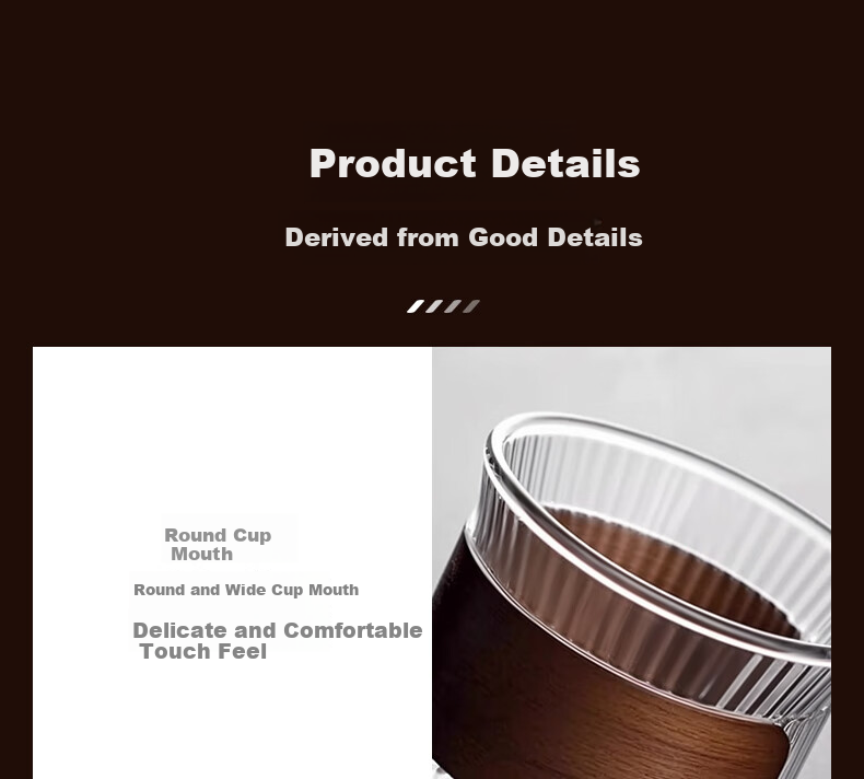CLITON Coffee Mug Japanese Vertical Striped Anti-Scalding Glass Cup Tea Cup Home High Aesthetic Latte Espresso Cup Glass Water Cup 9