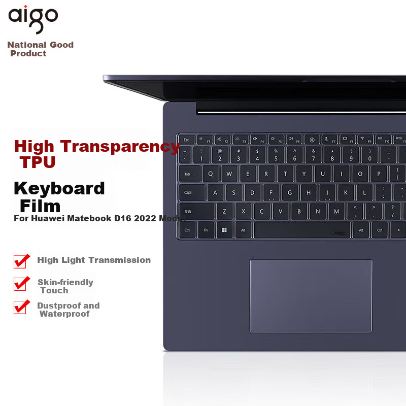 Aigo Keyboard Cover for Huawei MateBook D16 2022 Laptop, Ultra-Thin High Transparency TPU Invisible Protective Film, Dust-Proof