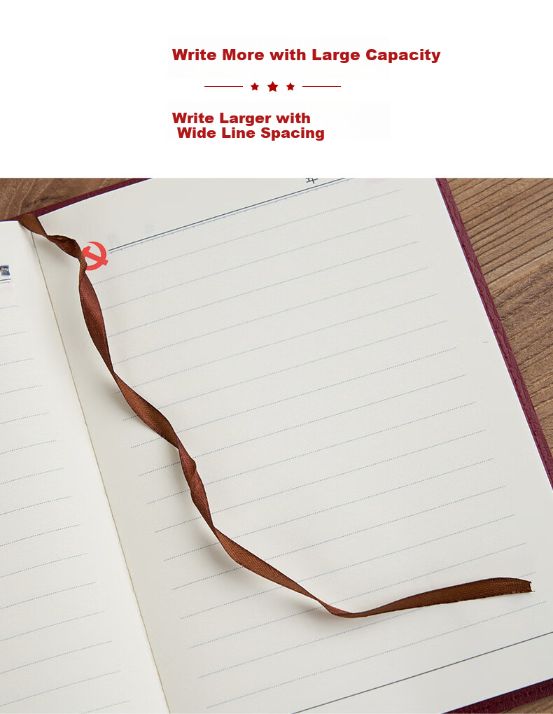 Weimei Study Notebook B5 Reddish-Brown, 100 Sheets/200 Pages, Faux Leather Cover, Party Building Work Education Diary, Three Meetings And One Lesson Center Group Notebook, Customizable with Printed Logo 4