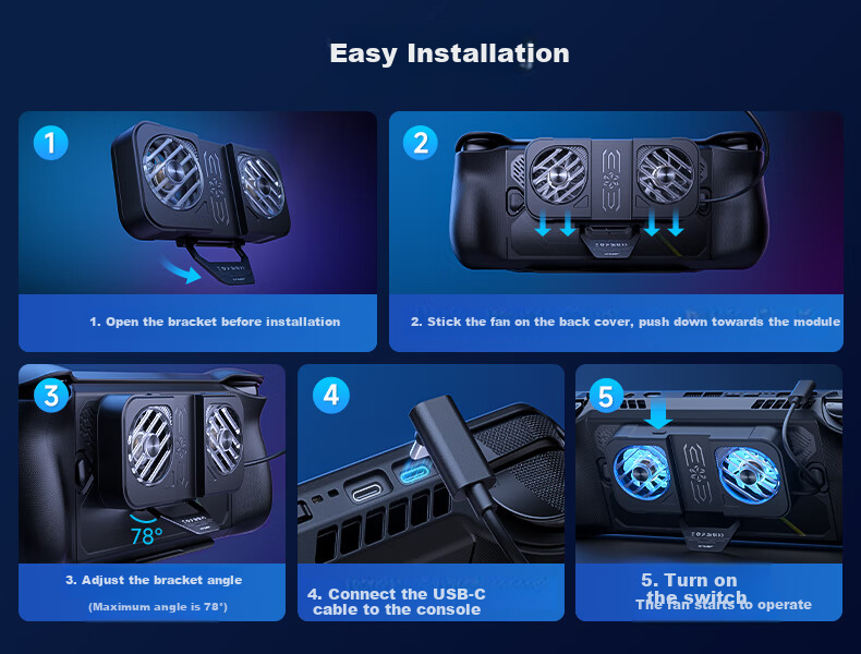 JSAUX Rog Ally X Air Cooler, ROG Handheld Accessory, Gaming Peripherals, Cooling, RGB Stand Fan, AllyX Silent Dual-Core Rapid Cooling 6