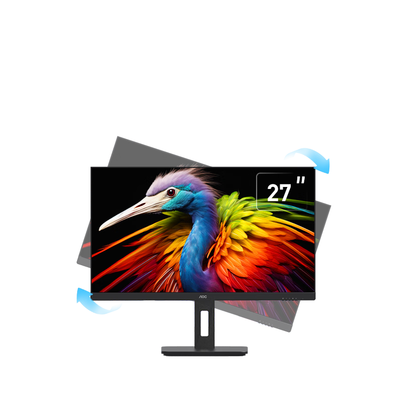 AOC 27-inch 4K Monitor Professional Designer Display Adjustable Height Rotation Type-C Eye Protection Low Blue Light Desktop Laptop Extended Screen U27P10C