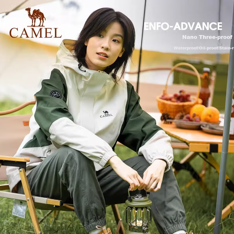 CAMEL Panda Three-Proof Windbreaker Jacket for Men And Women, Single Layer Spring And Autumn Coat, New Waterproof And Windproof Outdoor Hiking And Trekking Wear