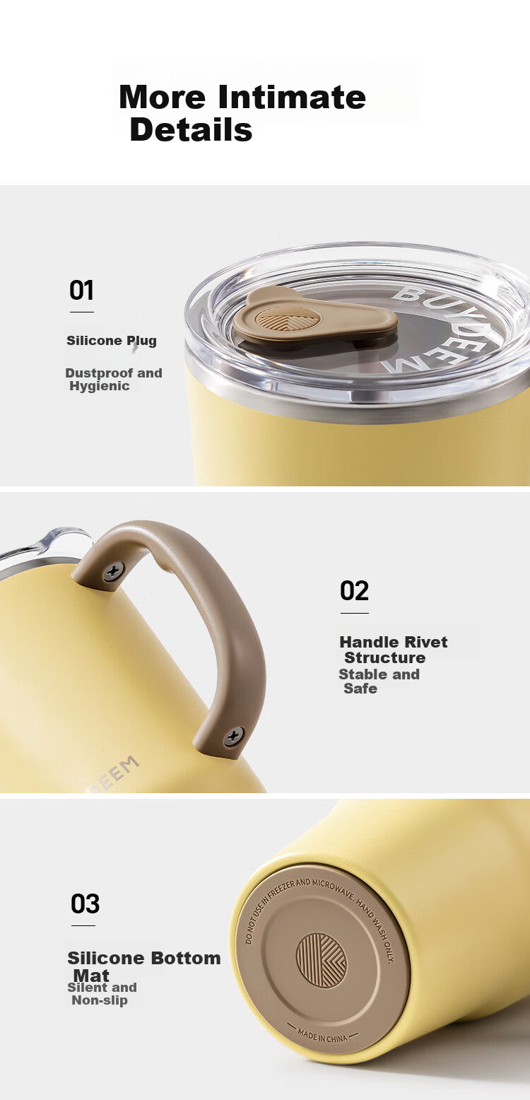 Buydeem Jumbo Straw Cup Large Capacity Ice Tumbler Stainless Steel Insulated Cup for Students and Car Use 8