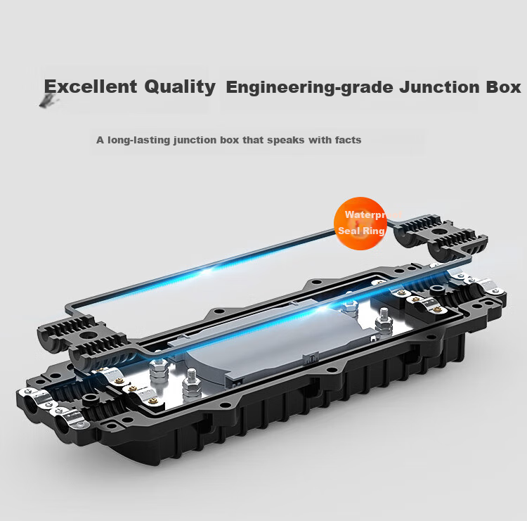 HAILE 2-In 2-Out Horizontal Optical Cable Joint Box, 12-Core Fusion Splicing Kit, Fiber Optic Connector Box, Splicing Kit, Outdoor Waterproof, Overhead And Underground Type, Black HT-JX 2
