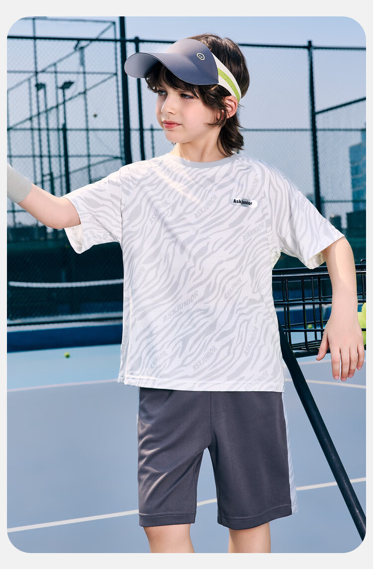 ASK JUNIOR Children's Quick-Dry Set Summer Boys And Girls Instant Cool Sports Short-Sleeve T-Shirt Shorts Running Youth Two-Piece 3