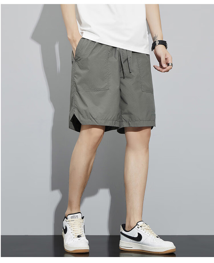 JEEP SPIRIT Men's Shorts, Ice Silk Quick-Dry Sports Summer Casual Pants, Loose-Fitting Knee-Length Shorts, Thin Mid-Length Trousers for Outdoor Wear 11