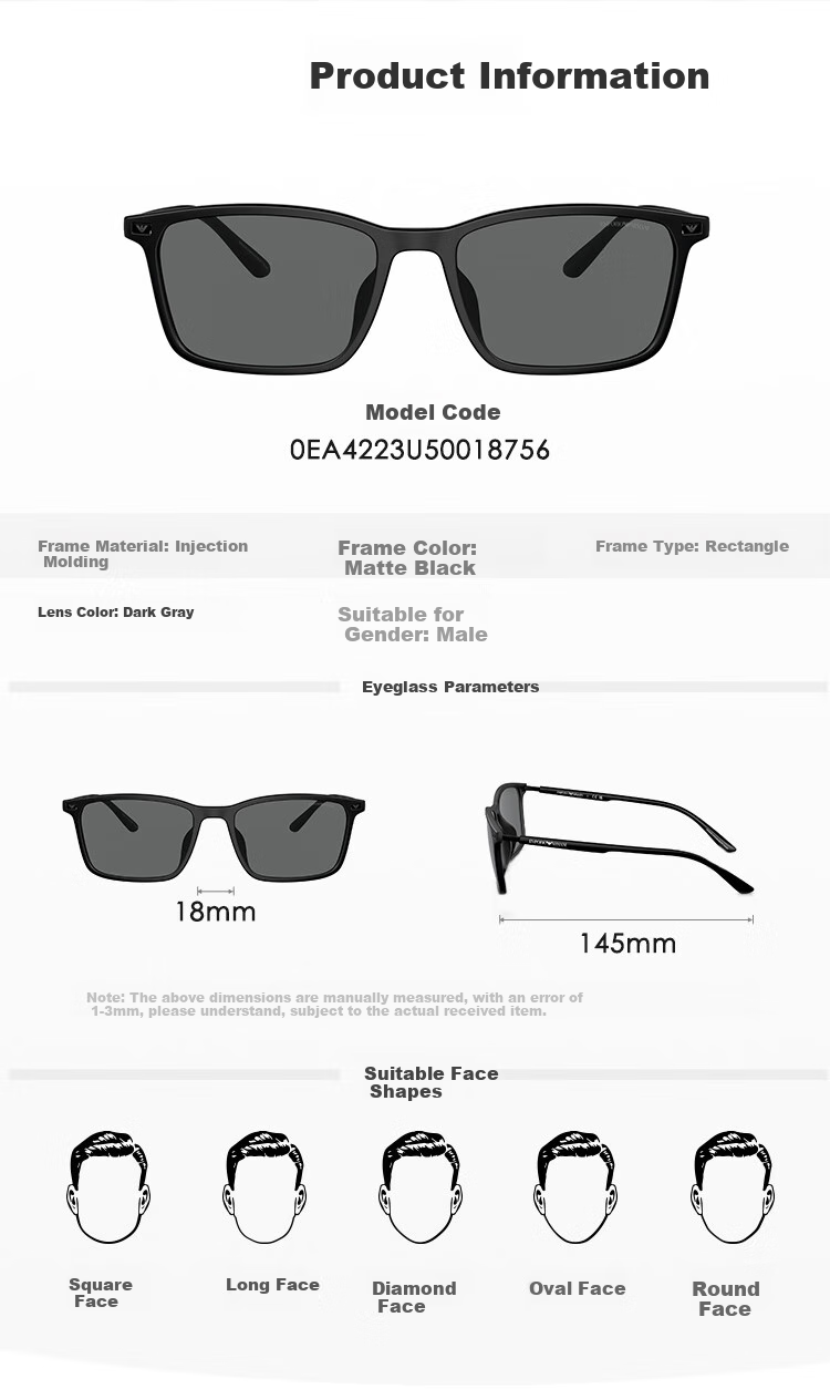 EMPORIO ARMANI Sunglasses for Men And Women, Fashionable Business Casual Eyewear, Commuter Driving Gift, Official Authentic Product 0EA4223U 1