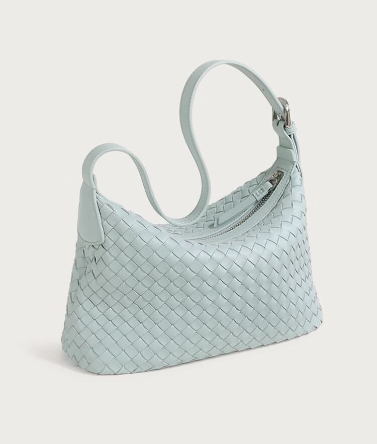 Mood Lambskin Woven Bag, Blue Underarm Beach Bag, Hobo Commuter Large Capacity Shoulder Crossbody Dumpling Bag, Birthday Gift 27