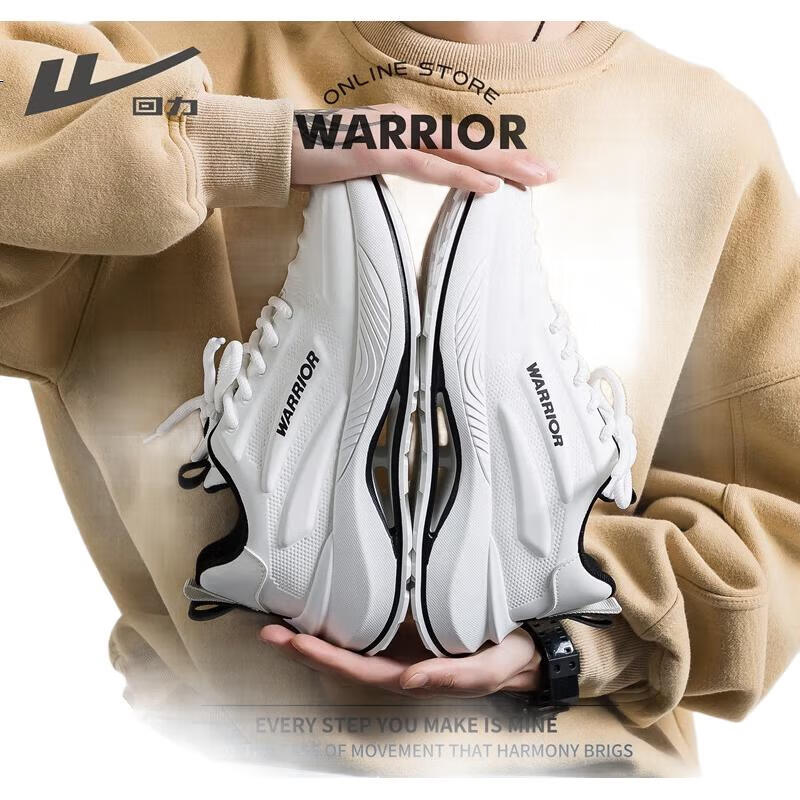 Кроссовки Warrior мужские зимние кожаные повседневные для бега, удобные, модель "папины" кроссовки, белые с черным, размер 41