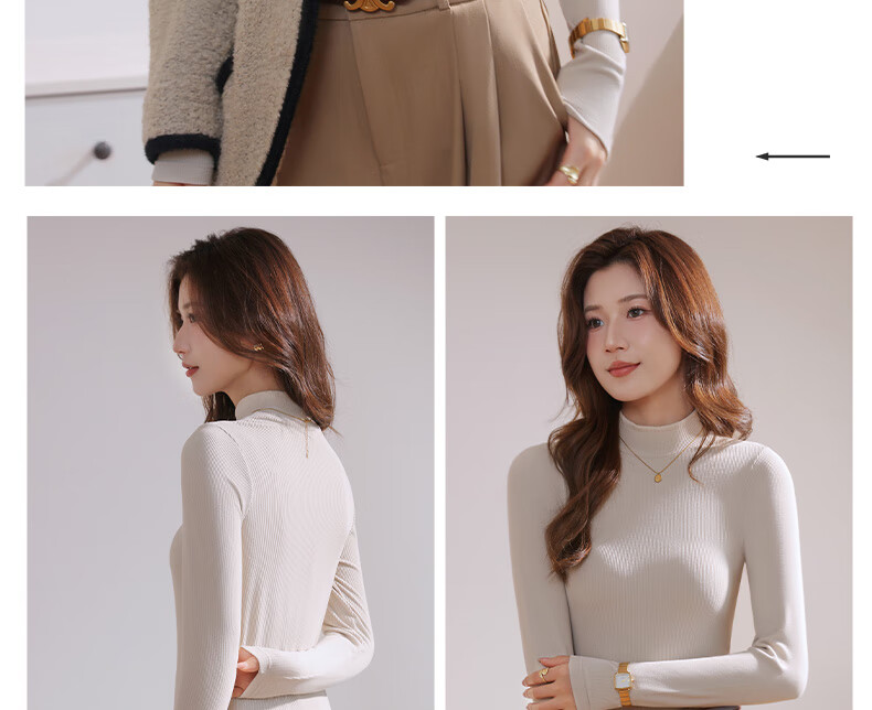 Langsha Women's Spring Ribbed Turtleneck Base Layer Top, Elegant Textured Long Sleeve, Coffee Color, 2XL 17