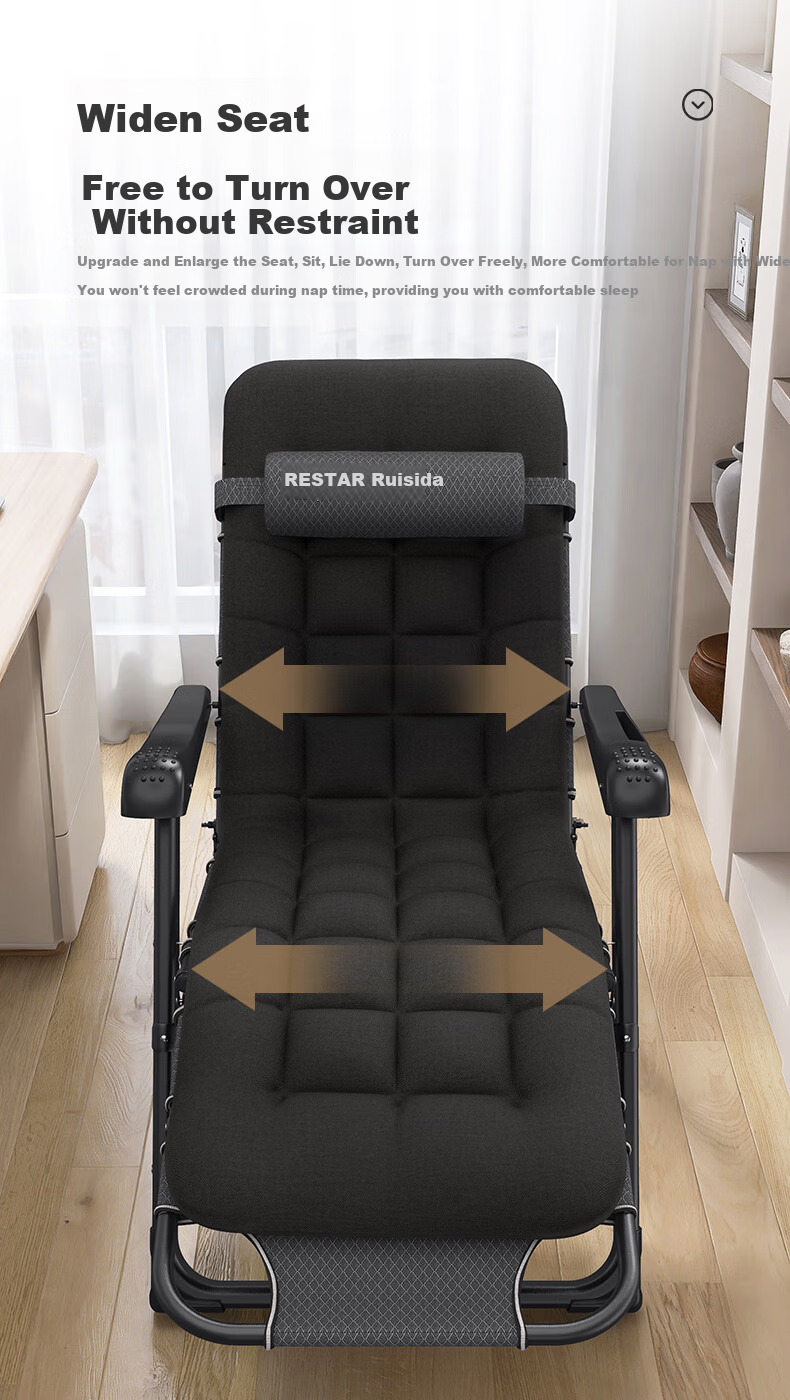 Restar Folding Bed Lounger, Office Nap Bed, Hospital Companion Care Folding Chair, Seatable And Reclining Chair with Cotton Pad 2