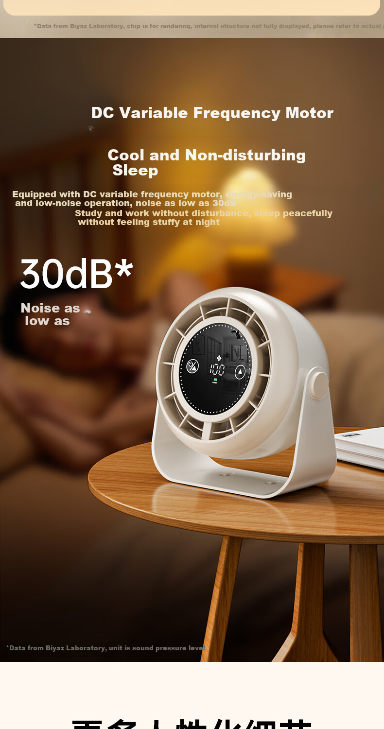 BIAZE Desktop Circulating Fan, Wall-Mounted No-Drilling Quiet Circulating Cooling Fan, Adjustable Smart Digital Display, Creative Electric Fan for Office, Dormitory, Kitchen FS25 Deep Space Gray 12