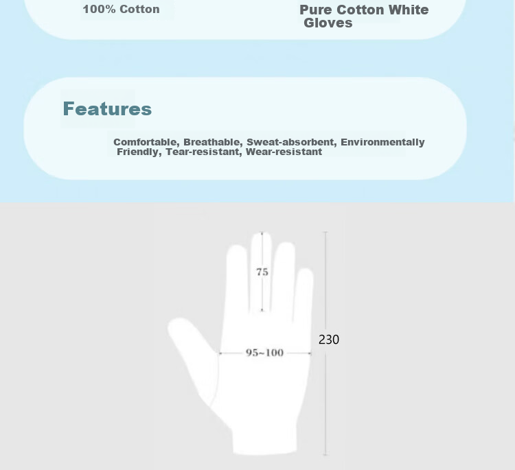Mici White Gloves, Etiquette Gloves, Pure Cotton Work Gloves, White, for Military Parades, Antiques Display, Equestrian And Traffic Etiquette Gloves, Driving Gloves 12