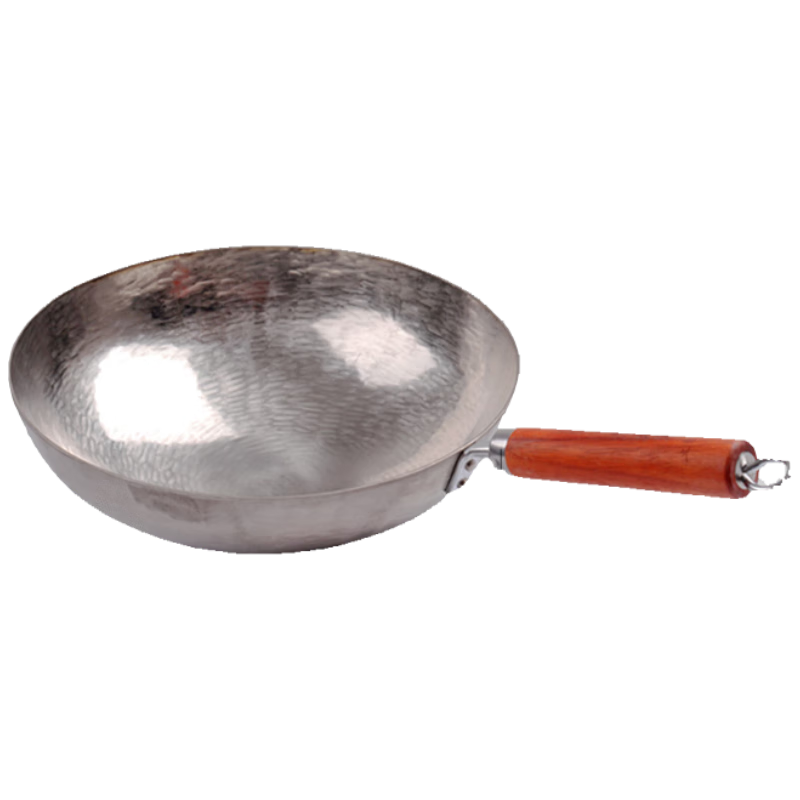 Laoniejia Pure Titanium Household Wok with Zhangqiu Wooden Handle, Handmade Non-Coated Non-Rust Non-Stick Pan, Niyingjiang 32cm