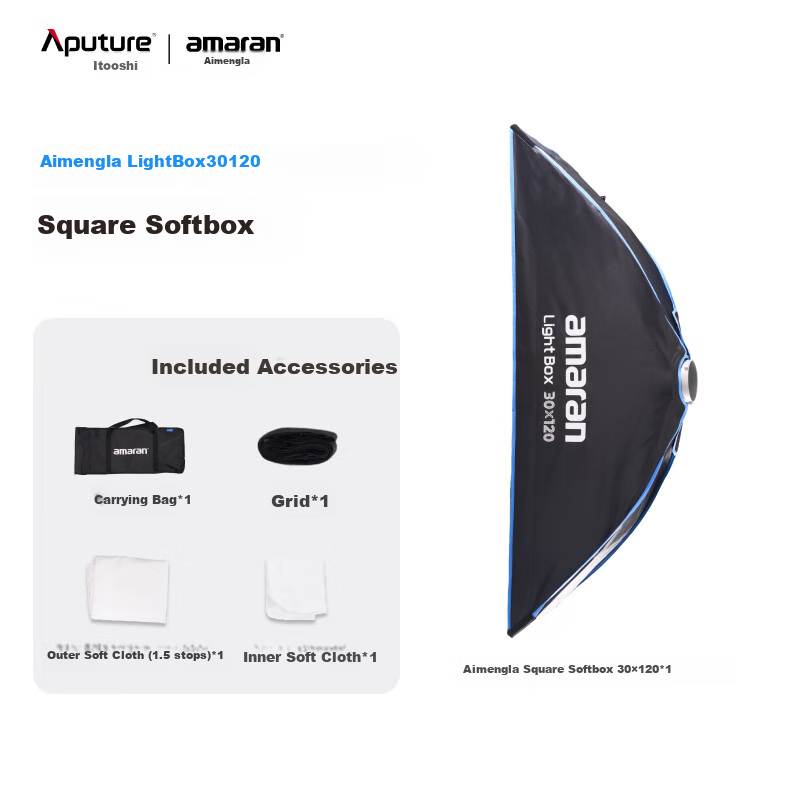 Aputure Light Box, 30x120 Long Softbox, Portrait Live Streaming Video Beauty Light, Background Light Accessory, Baorong Card Slot Softbox