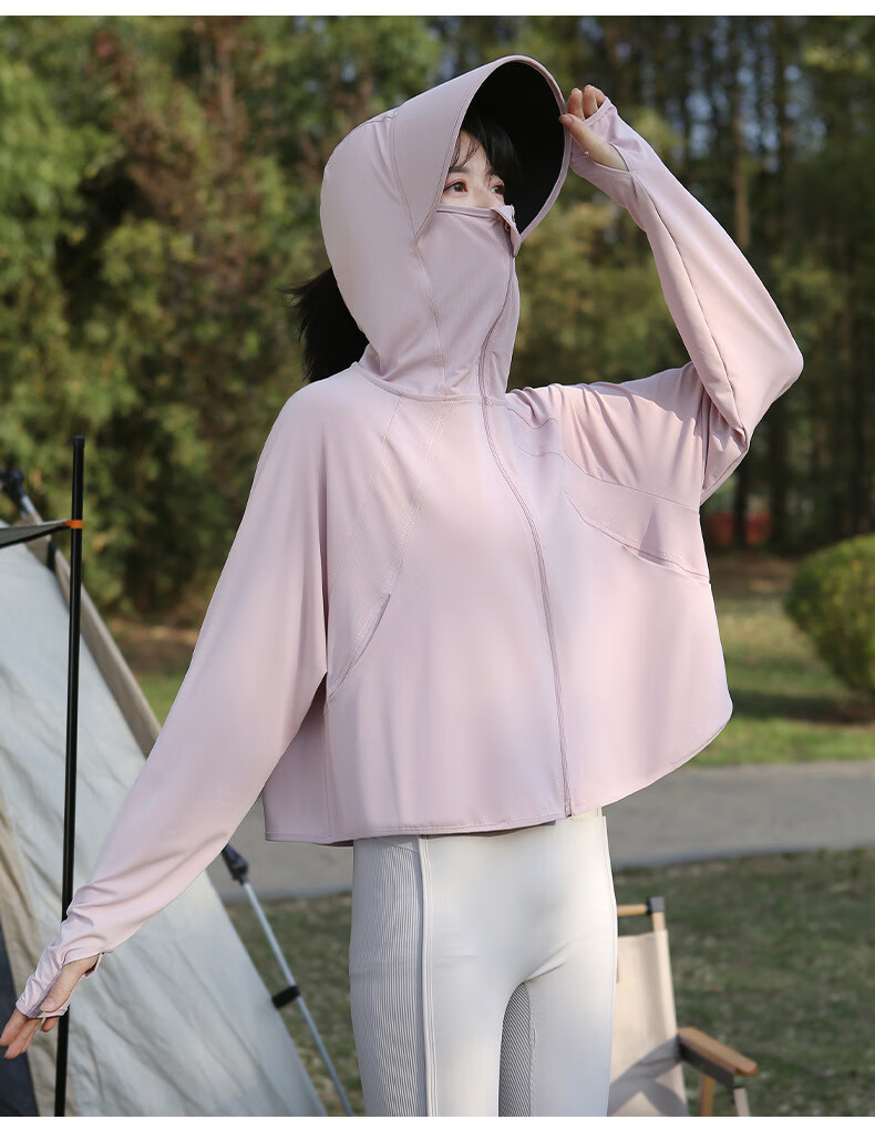 Langsha Women's Summer 2026 New Black Coated Brim UV Protection UPF50+ Ice Silk Outdoor Sun Protection Jacket 16