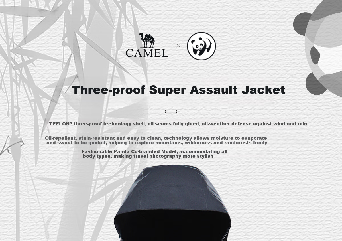 CAMEL Panda Three-Proof Windbreaker Jacket for Men And Women, Single Layer Spring And Autumn Coat, New Waterproof And Windproof Outdoor Hiking And Trekking Wear 6