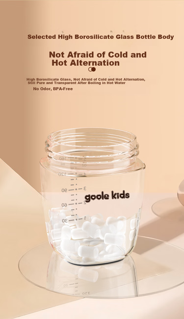 Goole Kids Newborn Anti-Colic Glass Bottle for 0-1 Months, Wide Neck Nipple for Breast Milk-Like Feeding 6
