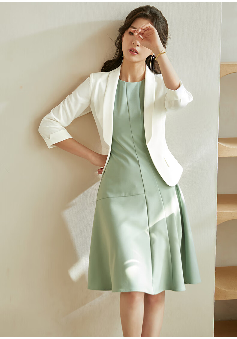 ROEYSHOUSE Women's Professional High-End Spring Suit Slim Fit Short Blazer 09363 White S 7