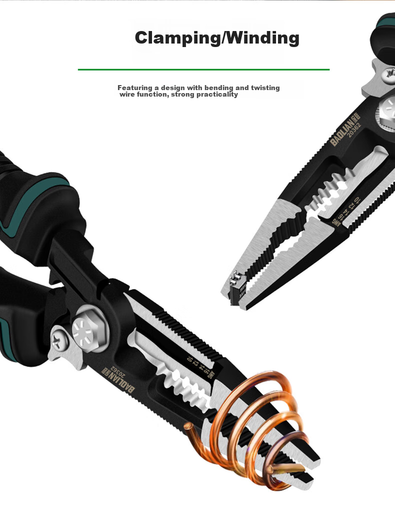 Baolian Electrician's Pliers, Multi-Functional Wire Cutters, Tiger Pliers, Universal Pliers, Electrician's Needle-Nose Pliers, Electrician's Pliers, Wire Cutters, Hand Pliers 8