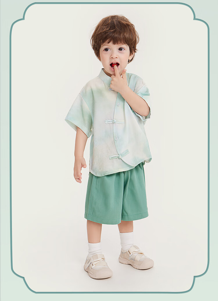 Ciciibear [Dragon Boat Festival New Chinese-Style Lotus Wrinkle] Ciciibear Baby Traditional Chinese Costume Set for Boys And Girls, Summer Children's First Birthday Party Dress 7