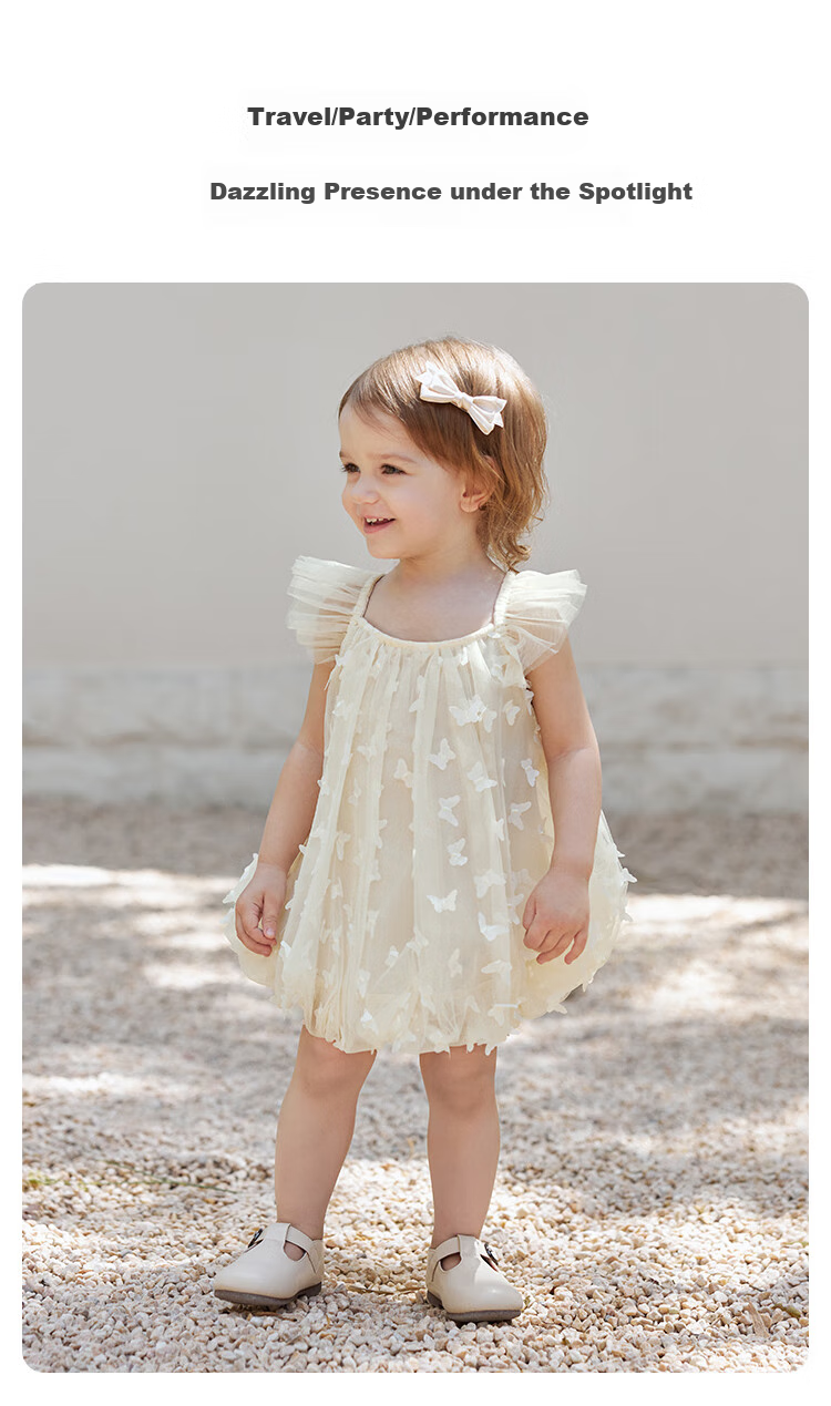 Babylove Girls' Summer Dress, Mesh Tulle Skirt, Baby Girl Dress, Sweet And Cute Flutter Sleeves, Princess Dress for Going Out 5